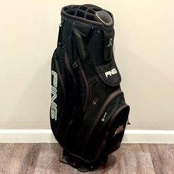 PING Pioneer Cart Golf Bag Nylon 15-Way Divider 9 Pocket + Rain Cover Black NICE