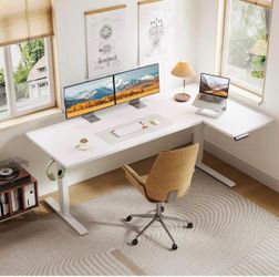 NEW 63" L-Shaped Electric Standing Desk - Sleek White