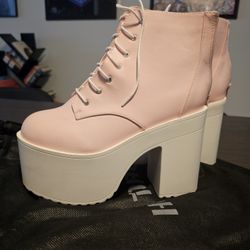 Pastel Pink Platform Booties