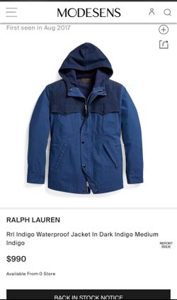 RRL - Ralph Lauren - Indigo Waterproof Jacket - USED - Mens XL