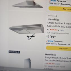 Range Hood, 30" Free