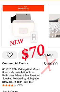 NEW Commercial Electric Smart LED Bathroom Exhaust Fan with Bluetooth Speaker
