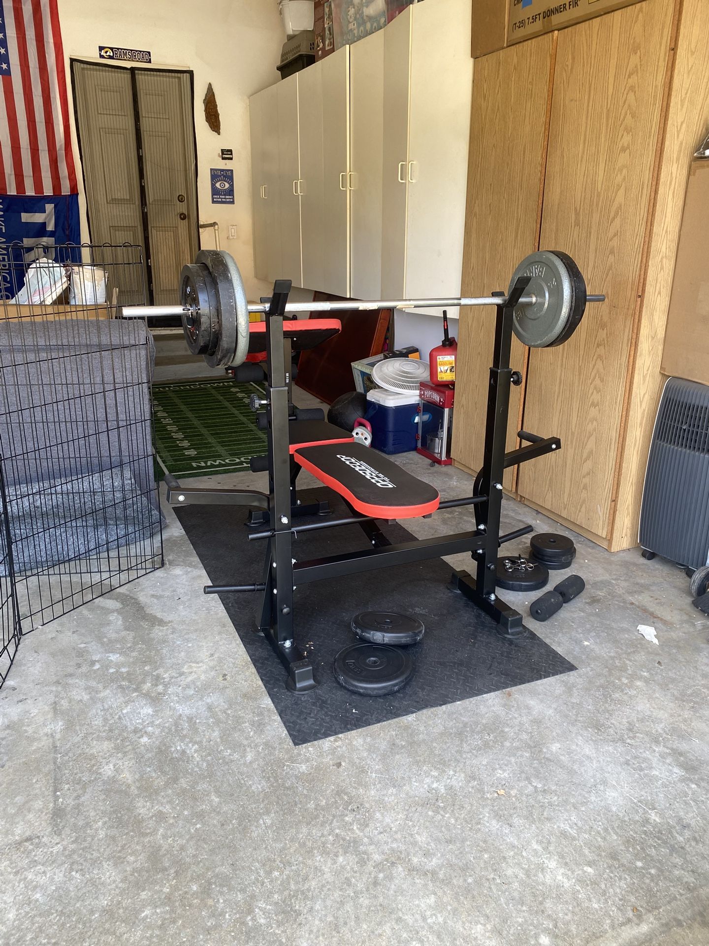 Weight Bench Plus Weights And Bar