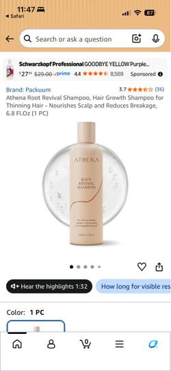 Athena Root Revival Shampoo 6.8 oz- 3 Bottles