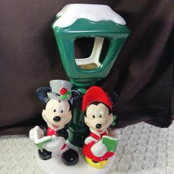 Teleflora Disney Mickey & Minnie Ceramic Christmas Carolers Tea  Candle Holder