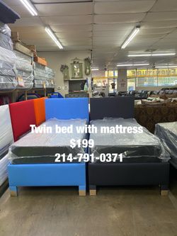 Twin bed with mattress