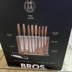  New Schmidt Brothers Forge, 10-Piece Knife Block Set Retail $300 Knives Set