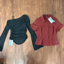Cider Button Up & Asymmetrical Top - XS/S