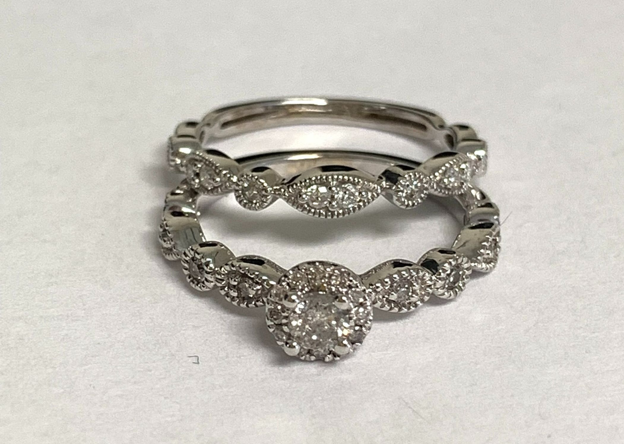 White gold diamond wedding set #29570