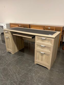 Rustic Wood Writing Desk with Dark Top