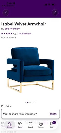 2 Navy Blue Velvet Chairs