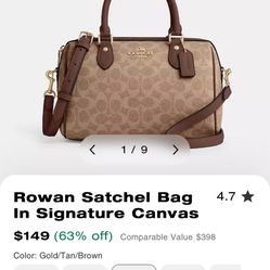 Rowan Satchel Bag In Signature Canvas & Large Corner Zip Wristlet In Signature canvas 