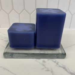 Flower Candles on Glass Tray