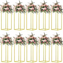 23.6inch 10 pcs Column Vases Gold Centerpieces for Table Metal Flower Stand Gold Wedding Centerpieces for Tables Party Floral Stands for Flowers