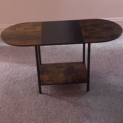Rustic Oval Wood & Metal Accent Table 