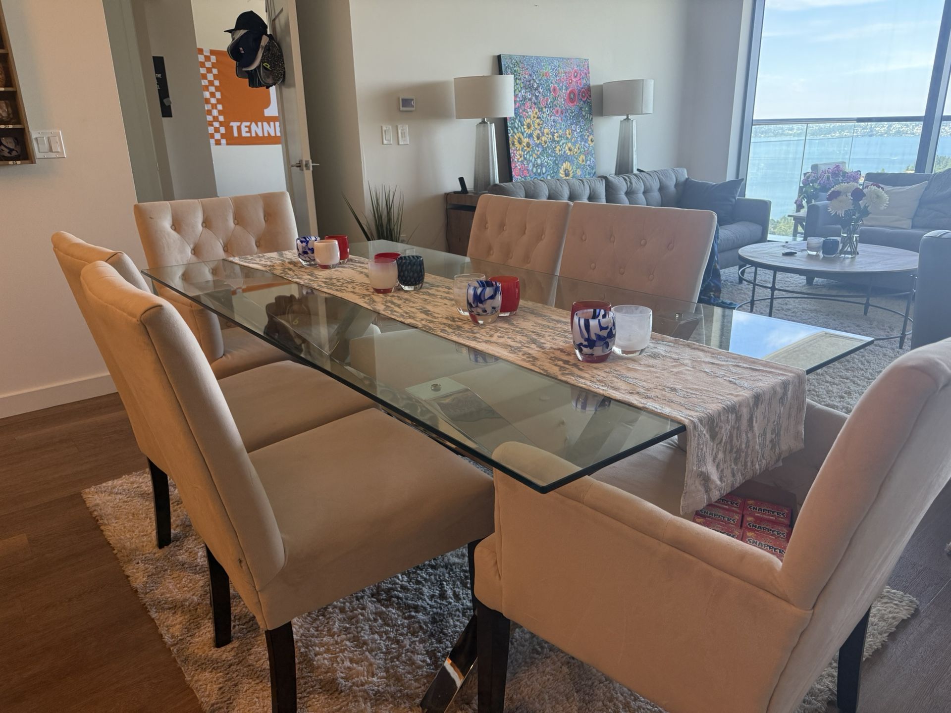 Z Galerie 72 Inch Glass Dining Table With Chairs