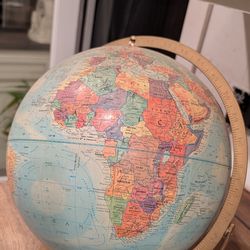 Mid-Century globe made in USA textured spinning world MCM by Replogle raised