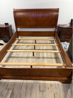King size bed frame and 2 night stands