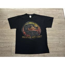 Vintage Mortal Kombat Logo Jerzees Heavyweight Men’s T Shirt Black Sz M Tshirt