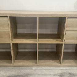 IKEA KALLAX Shelf unit with 4 inserts, white stained oak effect