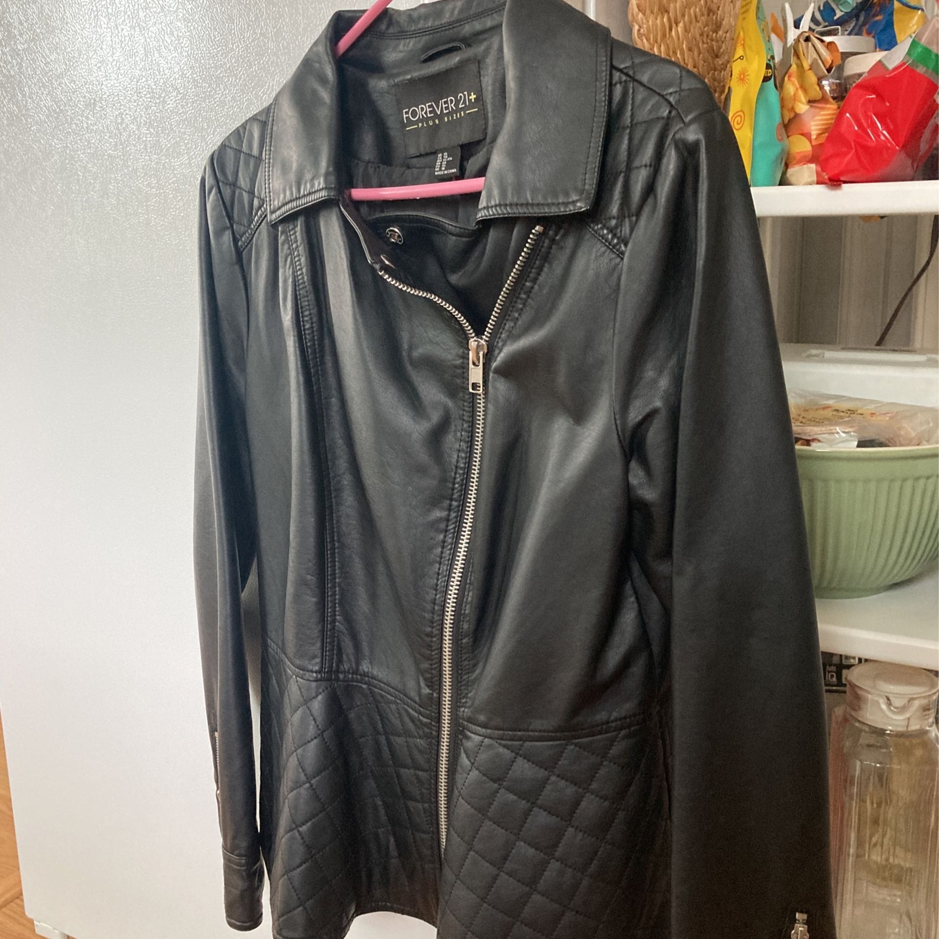 Black Leather Looking Coat
