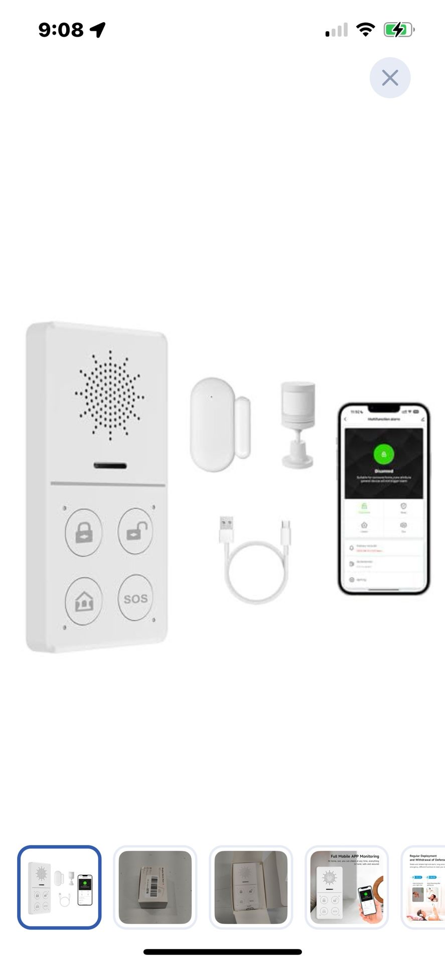 “New”Smart Home Alarm Door Sensor,SOS Button Doorbell, Remote Control Works W/Alexa&Google Assistant(retail$119)