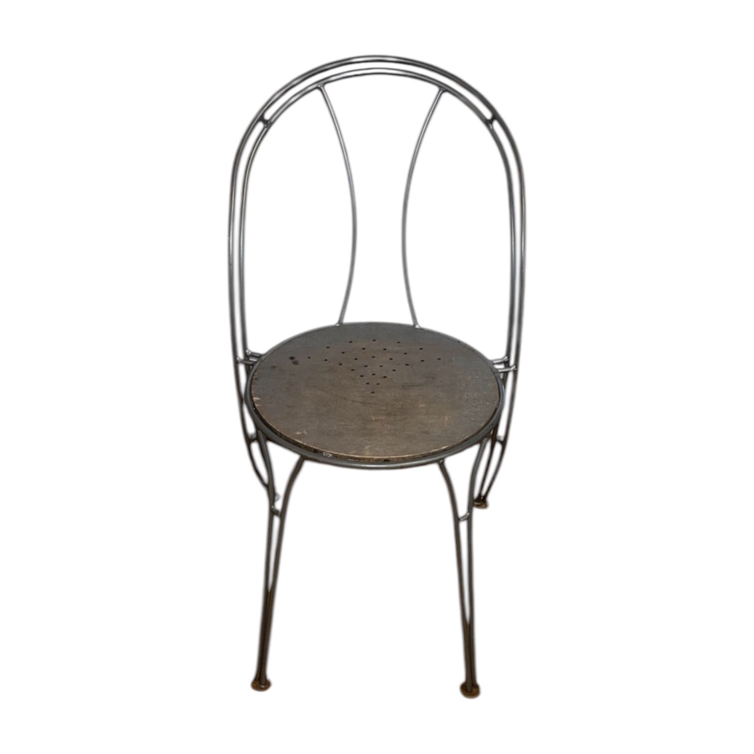 Metal Frame Chair With a Wooden Seat
