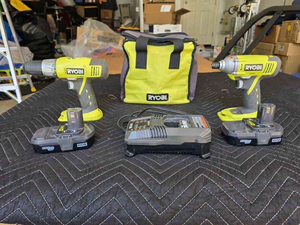 Ryobi 18v 2 tool combo kit drill/driver, impact driver