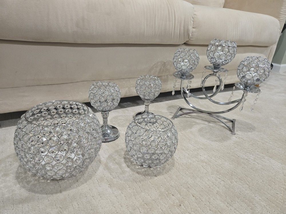 5 Piece Crystal Candle Set