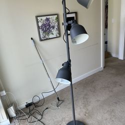 Three Bulb Gray Floor Lamp 