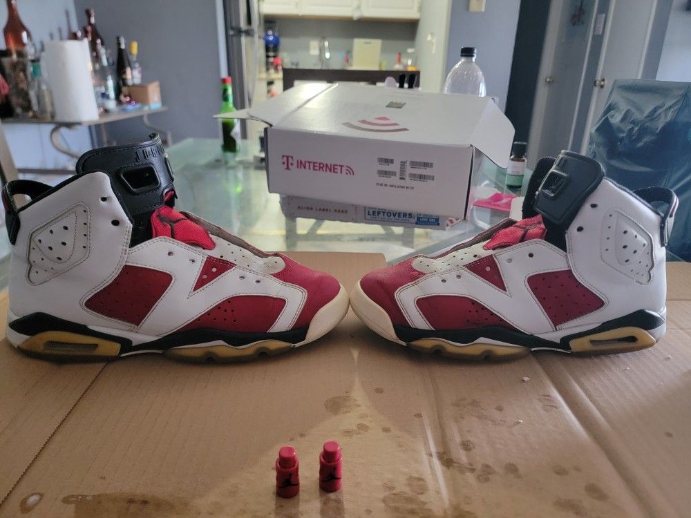Air JORDAN RETRO 6 WHT/RED/BLK SIZE 6.5