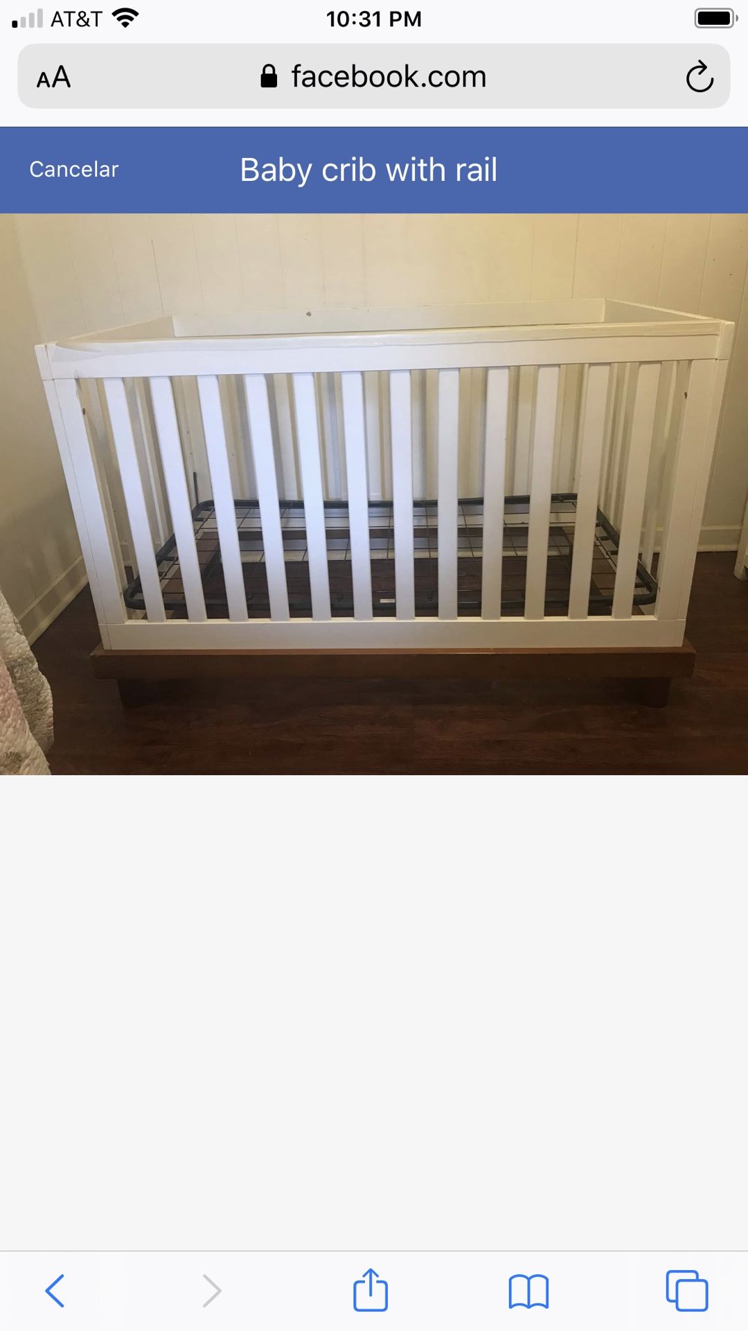 Baby crib with rail