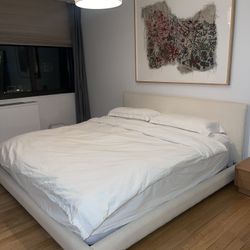 CB2 Facade Soft White Upholstered King Bed