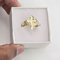 10kt Real Gold Cross Nugget Ring