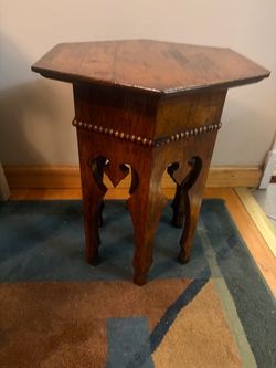 Antique moorish-style hexagonal Wood Side Table