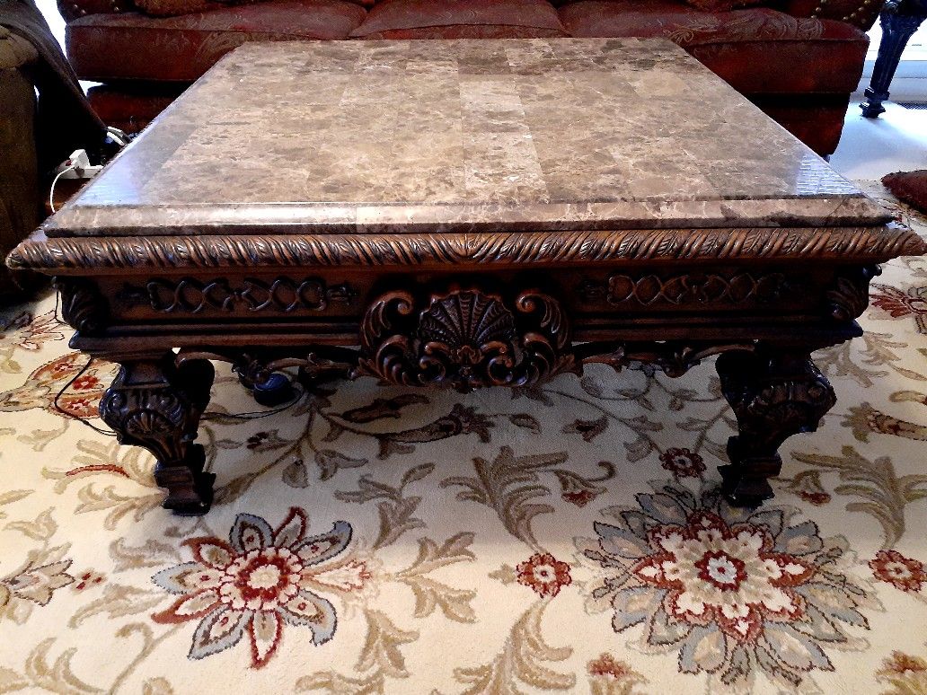 Marble top living room table