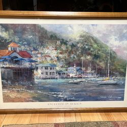 Large 39”x27”  Print And Wood Frame