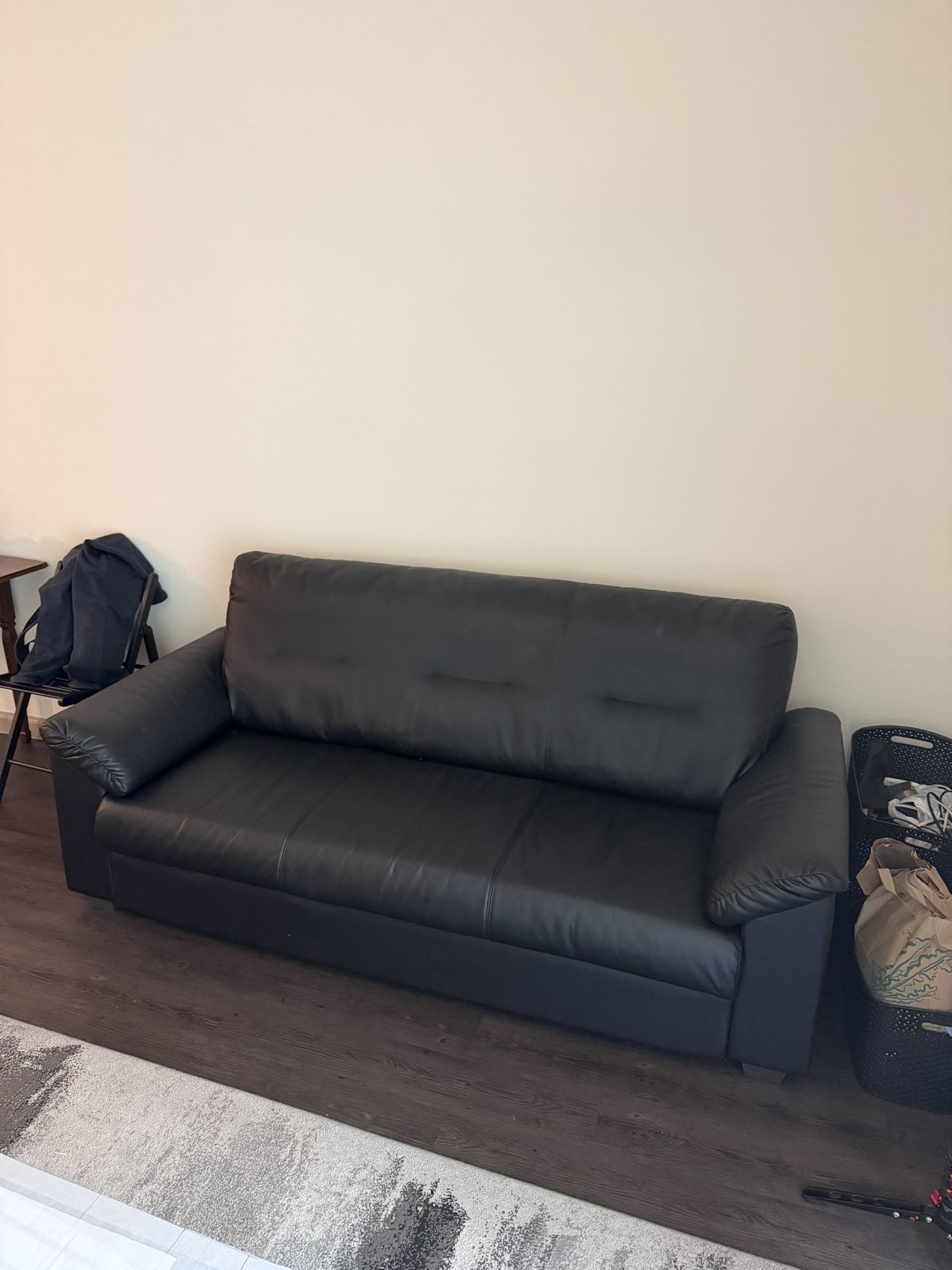 Black Sofa PU Leather Sofa 