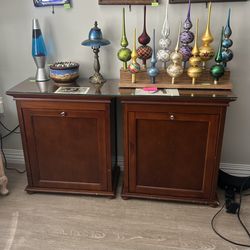 Wood Tilt Out Hamper Side End Table Night Stand 