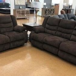 Tulen Chocolate Reclining Living Room Set /couch /Sofa and Loveseat 