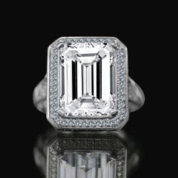 12CT. Intense Diamond Veneer cubic zirconia Emerald Cut Diamond Veneer Cubic zirconia Vintage Sterling Silver engagement/wedding ring 635R75006EC