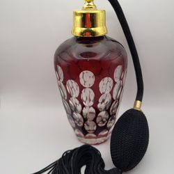 Hand Blown Cut Glass Perfume Bottle With Atomizer