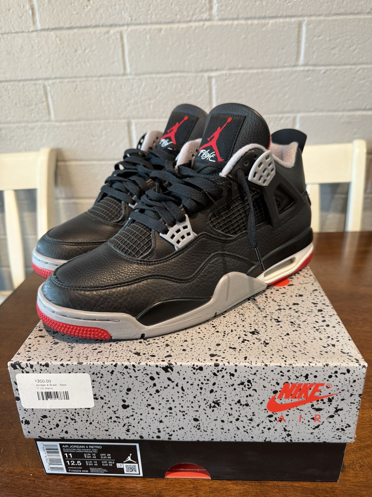 Jordan 4 Bred Re-imagined Size 11 Mens