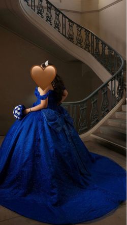 Royal Blue Glitter Ball Gown Quinceañera Dress