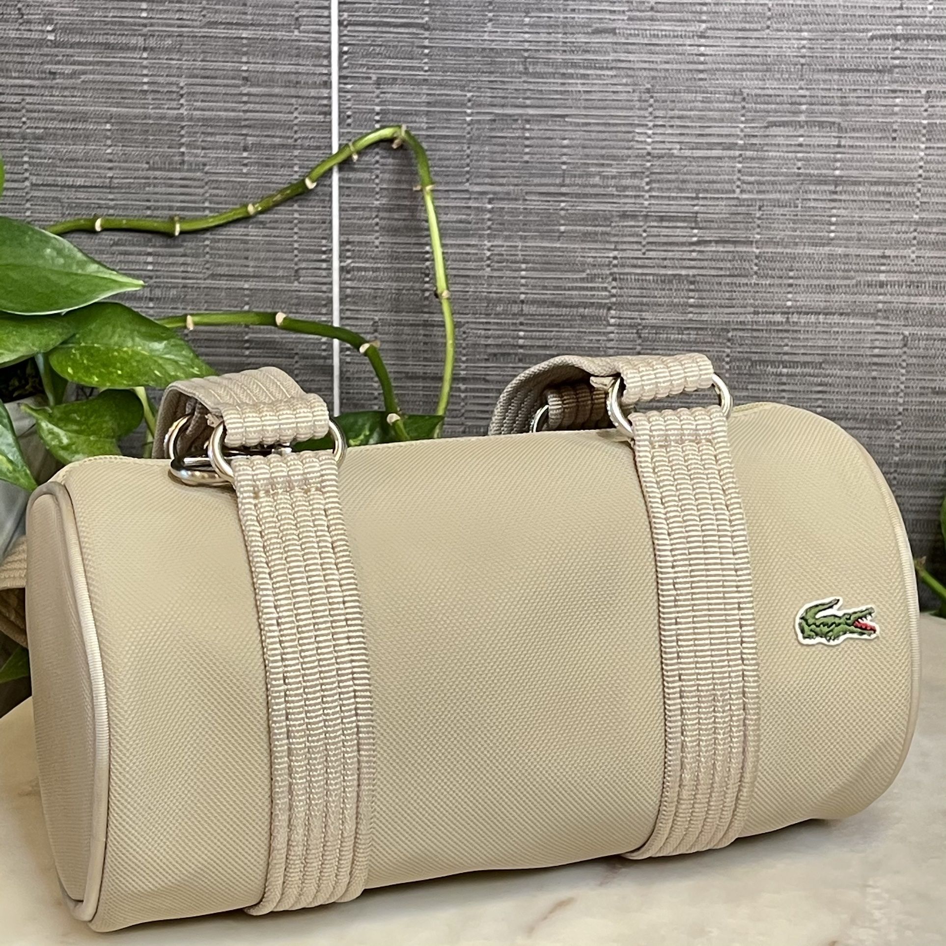 LACOSTE Summer Sand Roll Bag Khaki Bag NWOT