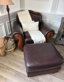 Leather Chair and Ottoman