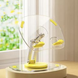 Cell Phone Stand for Desk,360° Rotating Adjustable Angle Height Phone Holder with Stable Metal Base Anti-Slip Recording Chat Tilting Stand Retractable