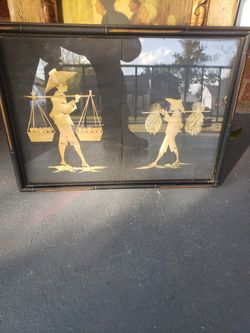 Original Artwork, Canvas and Bamboo. Wood frame