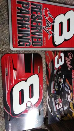Dale Earnhardt and Dale jr parking sign and license plates