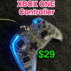 💡 LED Wired Xbox One Controller Clear Glow Afterglow Style 🎮